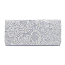 Load image into Gallery viewer, Premium Lace Paisley Floral Fabric Satin Flap Clutch Evening Bag