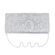 Load image into Gallery viewer, Premium Lace Paisley Floral Fabric Satin Flap Clutch Evening Bag