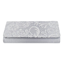 Load image into Gallery viewer, Premium Lace Paisley Floral Fabric Satin Flap Clutch Evening Bag