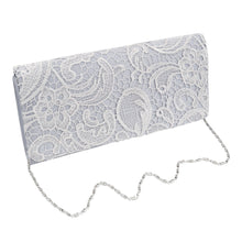 Load image into Gallery viewer, Premium Lace Paisley Floral Fabric Satin Flap Clutch Evening Bag