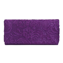 Load image into Gallery viewer, Premium Lace Paisley Floral Fabric Satin Flap Clutch Evening Bag