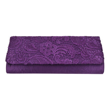 Load image into Gallery viewer, Premium Lace Paisley Floral Fabric Satin Flap Clutch Evening Bag
