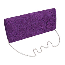 Load image into Gallery viewer, Premium Lace Paisley Floral Fabric Satin Flap Clutch Evening Bag