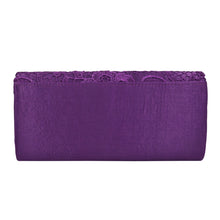 Load image into Gallery viewer, Premium Lace Paisley Floral Fabric Satin Flap Clutch Evening Bag