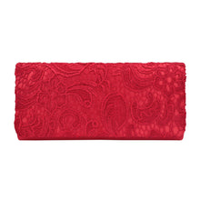 Load image into Gallery viewer, Premium Lace Paisley Floral Fabric Satin Flap Clutch Evening Bag