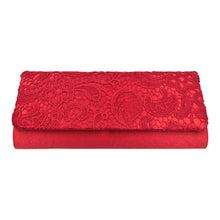 Load image into Gallery viewer, Premium Lace Paisley Floral Fabric Satin Flap Clutch Evening Bag