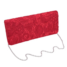 Load image into Gallery viewer, Premium Lace Paisley Floral Fabric Satin Flap Clutch Evening Bag