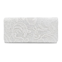 Load image into Gallery viewer, Premium Lace Paisley Floral Fabric Satin Flap Clutch Evening Bag