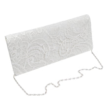 Load image into Gallery viewer, Premium Lace Paisley Floral Fabric Satin Flap Clutch Evening Bag