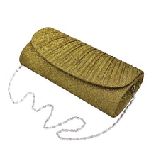 Load image into Gallery viewer, Premium Pleated Metallic Glitter Flap Clutch Evening Bag Handbag - Diff Colors
