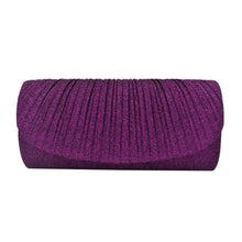 Load image into Gallery viewer, Premium Pleated Metallic Glitter Flap Clutch Evening Bag Handbag - Diff Colors