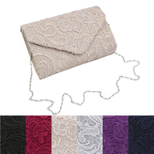 Load image into Gallery viewer, Premium Lace Paisley Floral Fabric Satin Envelope Flap Clutch Evening Bag