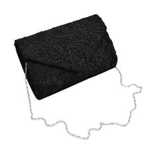 Load image into Gallery viewer, Premium Lace Paisley Floral Fabric Satin Envelope Flap Clutch Evening Bag