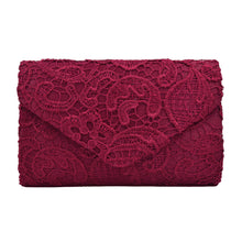 Load image into Gallery viewer, Premium Lace Paisley Floral Fabric Satin Envelope Flap Clutch Evening Bag