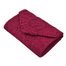 Load image into Gallery viewer, Premium Lace Paisley Floral Fabric Satin Envelope Flap Clutch Evening Bag