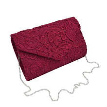 Load image into Gallery viewer, Premium Lace Paisley Floral Fabric Satin Envelope Flap Clutch Evening Bag
