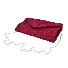 Load image into Gallery viewer, Premium Lace Paisley Floral Fabric Satin Envelope Flap Clutch Evening Bag