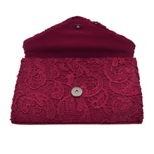 Load image into Gallery viewer, Premium Lace Paisley Floral Fabric Satin Envelope Flap Clutch Evening Bag