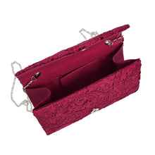 Load image into Gallery viewer, Premium Lace Paisley Floral Fabric Satin Envelope Flap Clutch Evening Bag