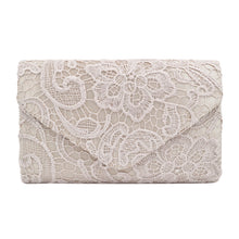 Load image into Gallery viewer, Premium Lace Paisley Floral Fabric Satin Envelope Flap Clutch Evening Bag