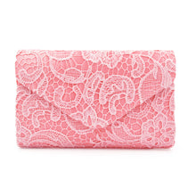 Load image into Gallery viewer, Premium Lace Paisley Floral Fabric Satin Envelope Flap Clutch Evening Bag