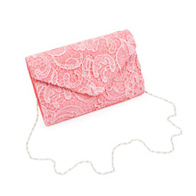Load image into Gallery viewer, Premium Lace Paisley Floral Fabric Satin Envelope Flap Clutch Evening Bag