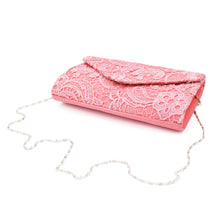 Load image into Gallery viewer, Premium Lace Paisley Floral Fabric Satin Envelope Flap Clutch Evening Bag