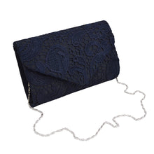 Load image into Gallery viewer, Premium Lace Paisley Floral Fabric Satin Envelope Flap Clutch Evening Bag