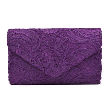 Load image into Gallery viewer, Premium Lace Paisley Floral Fabric Satin Envelope Flap Clutch Evening Bag