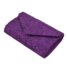 Load image into Gallery viewer, Premium Lace Paisley Floral Fabric Satin Envelope Flap Clutch Evening Bag