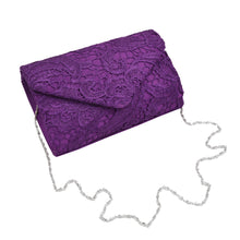 Load image into Gallery viewer, Premium Lace Paisley Floral Fabric Satin Envelope Flap Clutch Evening Bag
