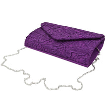 Load image into Gallery viewer, Premium Lace Paisley Floral Fabric Satin Envelope Flap Clutch Evening Bag