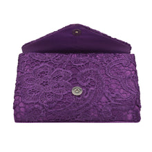 Load image into Gallery viewer, Premium Lace Paisley Floral Fabric Satin Envelope Flap Clutch Evening Bag