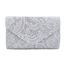 Load image into Gallery viewer, Premium Lace Paisley Floral Fabric Satin Envelope Flap Clutch Evening Bag