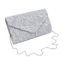 Load image into Gallery viewer, Premium Lace Paisley Floral Fabric Satin Envelope Flap Clutch Evening Bag