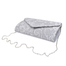 Load image into Gallery viewer, Premium Lace Paisley Floral Fabric Satin Envelope Flap Clutch Evening Bag