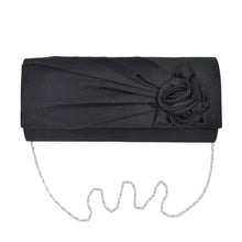 Load image into Gallery viewer, Premium Rose Floral Pleated Satin Flap Clutch Evening Bag - Different Colors