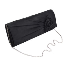 Load image into Gallery viewer, Premium Rose Floral Pleated Satin Flap Clutch Evening Bag - Different Colors