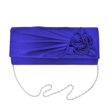 Load image into Gallery viewer, Premium Rose Floral Pleated Satin Flap Clutch Evening Bag - Different Colors
