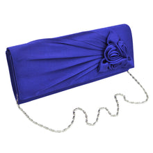 Load image into Gallery viewer, Premium Rose Floral Pleated Satin Flap Clutch Evening Bag - Different Colors