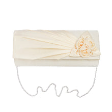 Load image into Gallery viewer, Premium Rose Floral Pleated Satin Flap Clutch Evening Bag - Different Colors