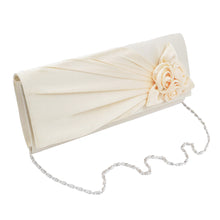 Load image into Gallery viewer, Premium Rose Floral Pleated Satin Flap Clutch Evening Bag - Different Colors