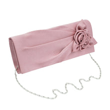 Load image into Gallery viewer, Premium Rose Floral Pleated Satin Flap Clutch Evening Bag - Different Colors
