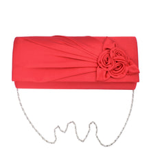 Load image into Gallery viewer, Premium Rose Floral Pleated Satin Flap Clutch Evening Bag - Different Colors