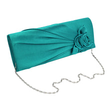 Load image into Gallery viewer, Premium Rose Floral Pleated Satin Flap Clutch Evening Bag - Different Colors