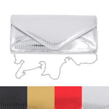 Load image into Gallery viewer, Elegant Large PU Leather Textured Shine Envelope Flap Clutch Evening Bag Handbag