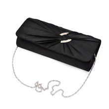 Load image into Gallery viewer, Premium Oval Rhinestone Pleated Satin Clutch Evening Bag Handbag - Diff Colors