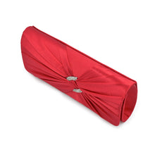 Load image into Gallery viewer, Premium Oval Rhinestone Pleated Satin Clutch Evening Bag Handbag - Diff Colors