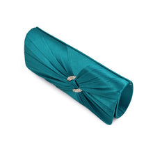 Load image into Gallery viewer, Premium Oval Rhinestone Pleated Satin Clutch Evening Bag Handbag - Diff Colors