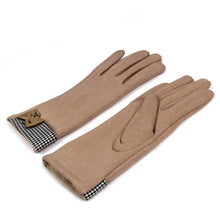 Load image into Gallery viewer, Elegant Women's Winter Thermal Gloves with Bow & Houndstooth Trim